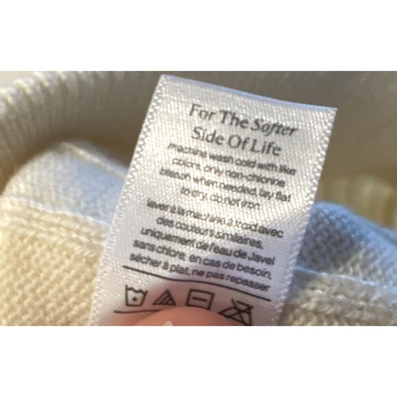 Eberjey Recycled Sweater Crop Top Short Set Size Medium Wide Rib Ivory Lounge - Picture 8 of 9